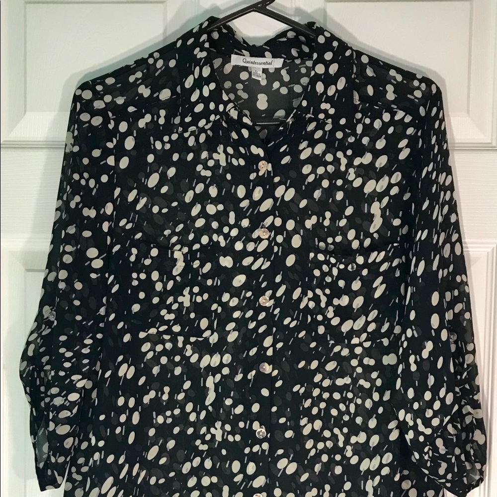 Quintessential black and cream sheer button down.